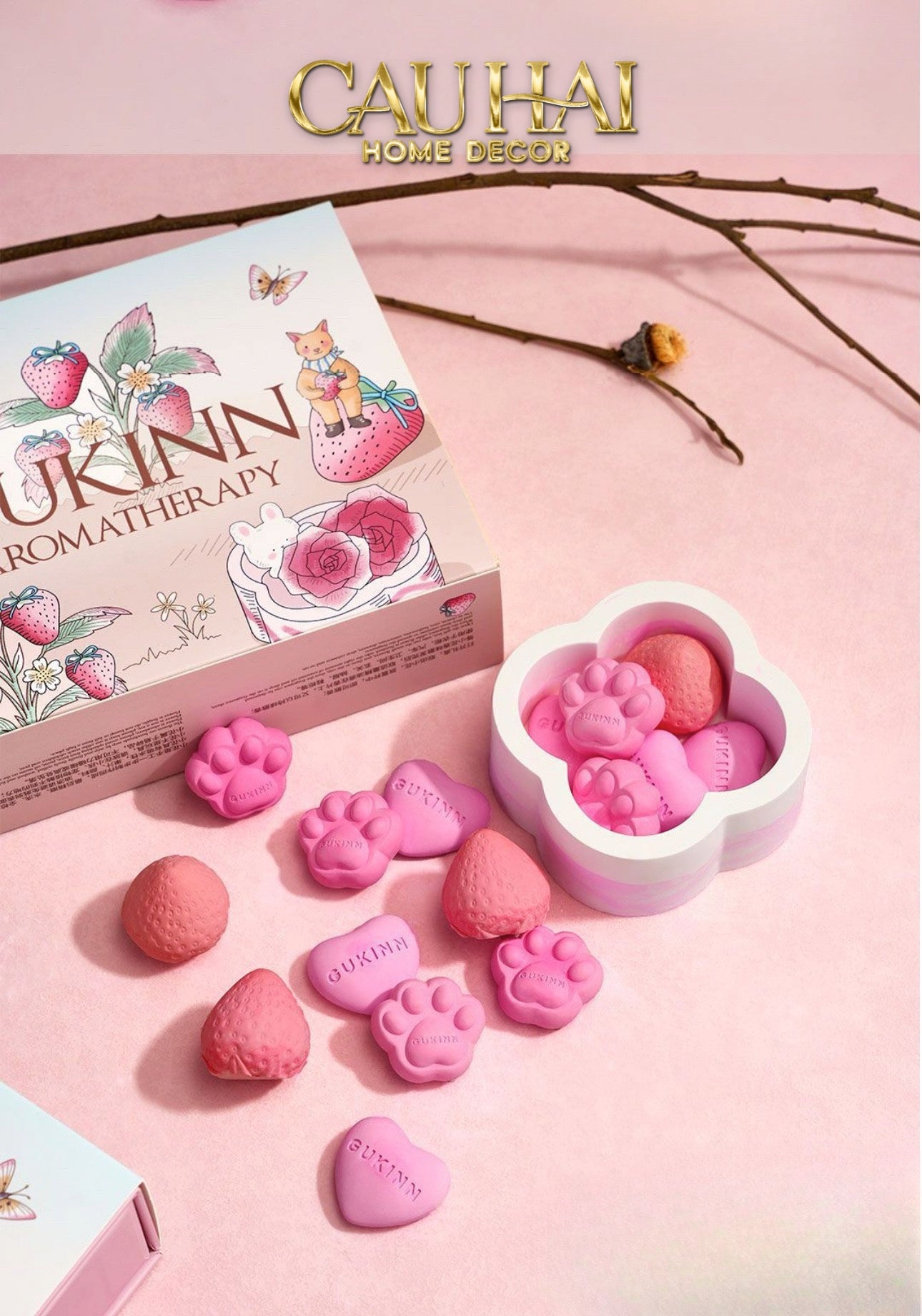 Home Fragrance - Gift Set Đá Khuếch Tán Sakura Puppy Aroma Stones Set-CẬU HAI HOME DECOR