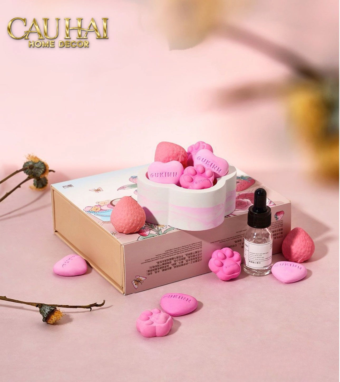 Home Fragrance - Gift Set Đá Khuếch Tán Sakura Puppy Aroma Stones Set-CẬU HAI HOME DECOR