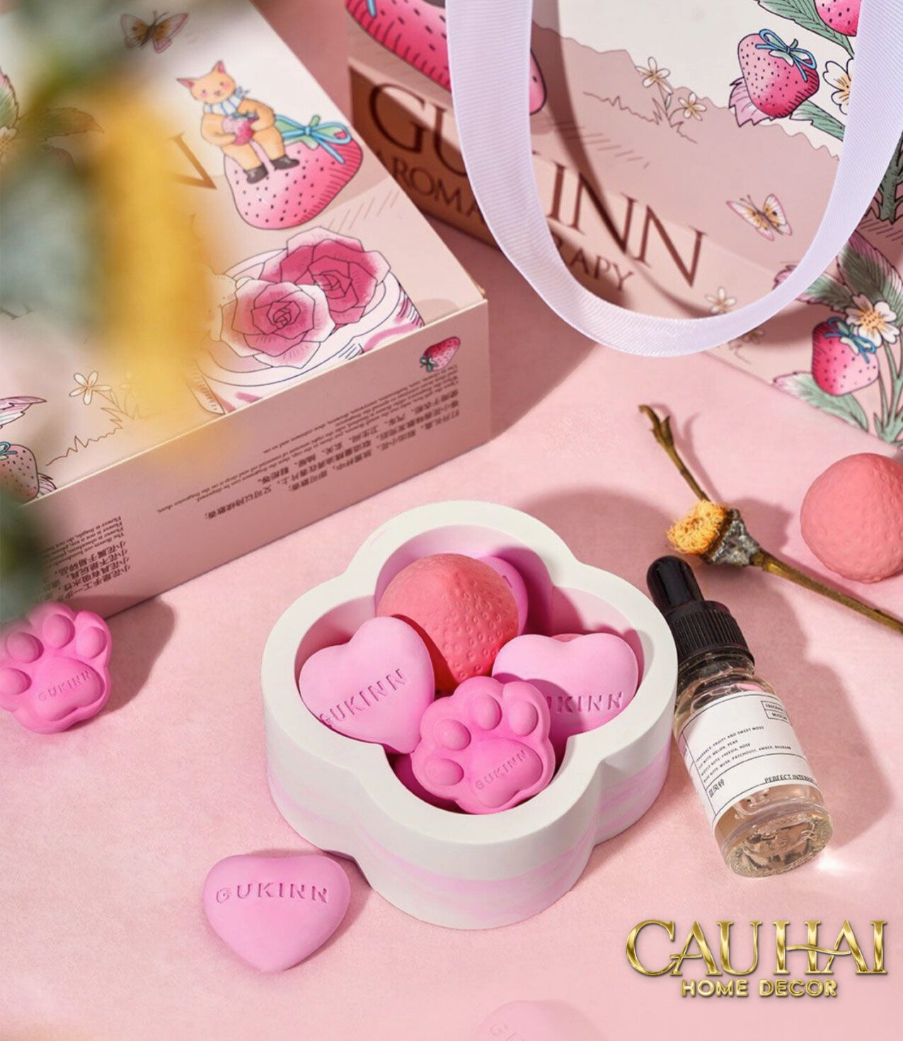 Home Fragrance - Gift Set Đá Khuếch Tán Sakura Puppy Aroma Stones Set-CẬU HAI HOME DECOR