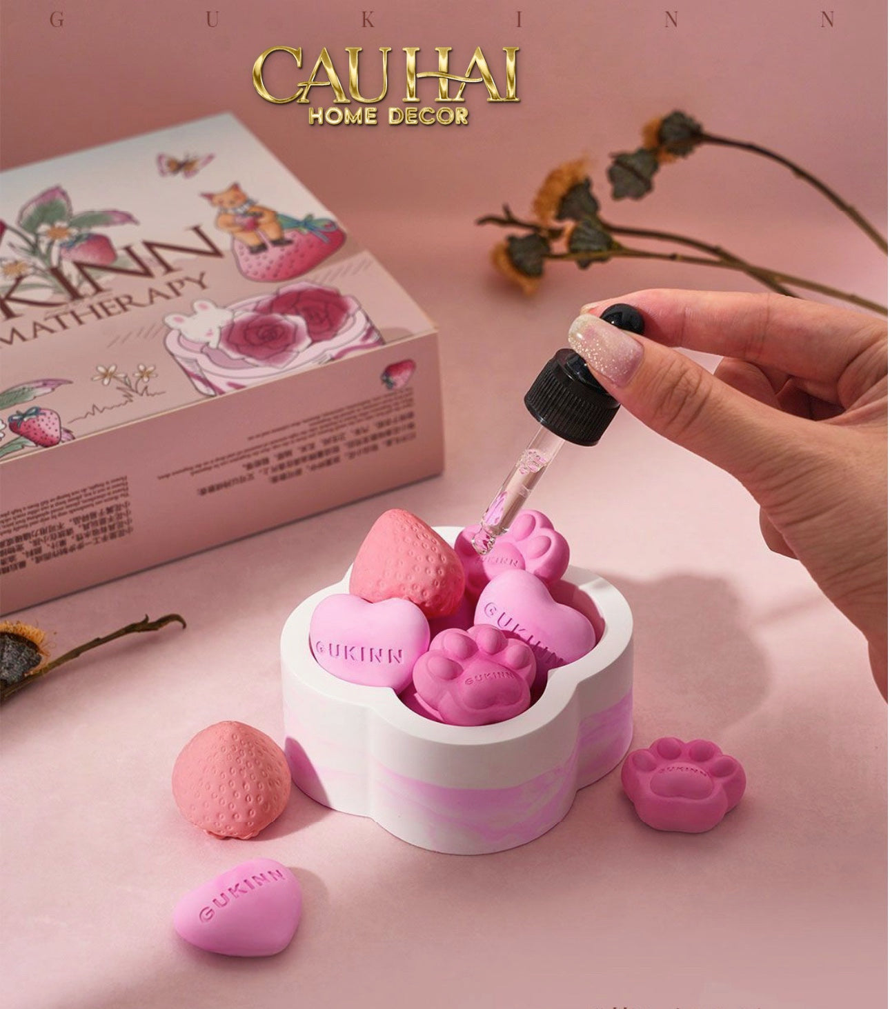 Home Fragrance - Gift Set Đá Khuếch Tán Sakura Puppy Aroma Stones Set-CẬU HAI HOME DECOR