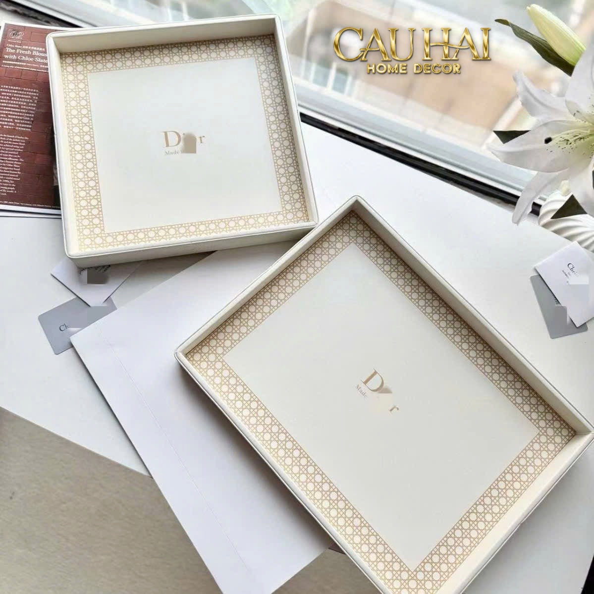 Home Couture - Khay Lux Leather 30X40 D'Ivoire-CẬU HAI HOME DECOR