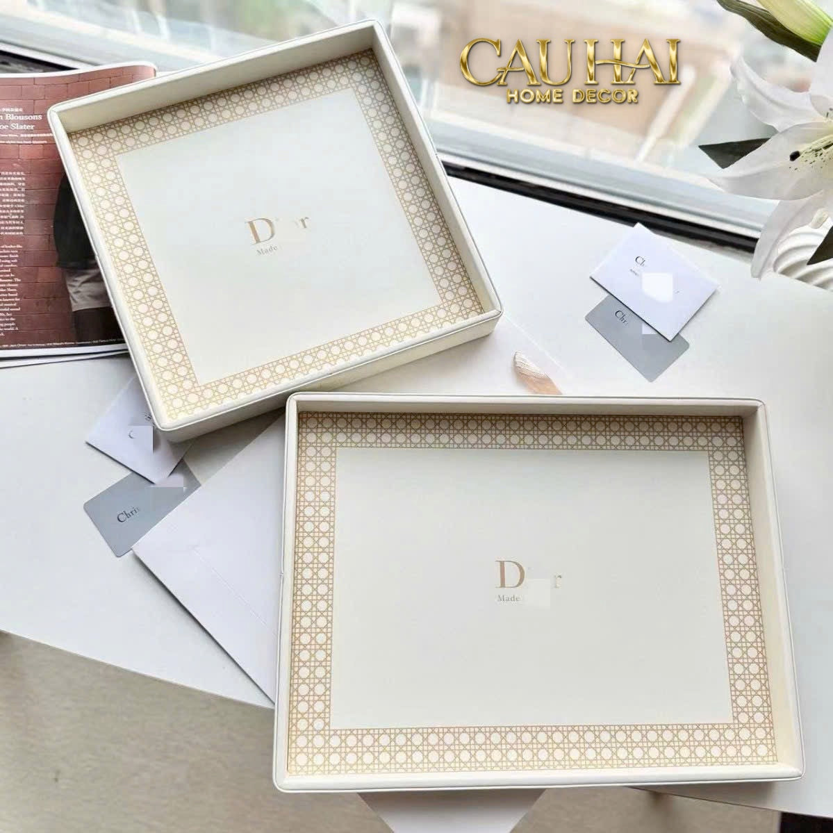 Home Couture - Khay Lux Leather 30X40 D'Ivoire-CẬU HAI HOME DECOR