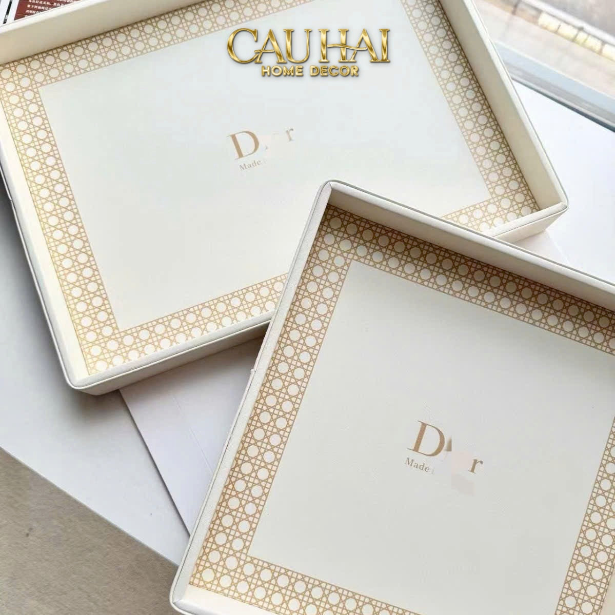 Home Couture - Khay Lux Leather 30X40 D'Ivoire-CẬU HAI HOME DECOR