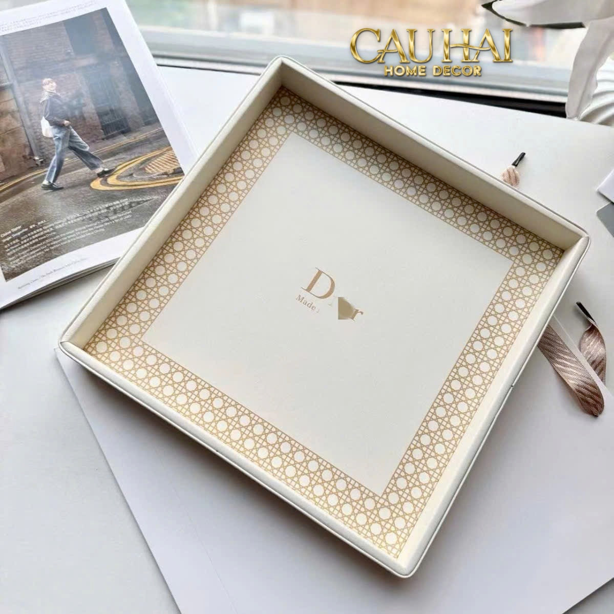 Home Couture - Khay Lux Leather 30X40 D'Ivoire-CẬU HAI HOME DECOR