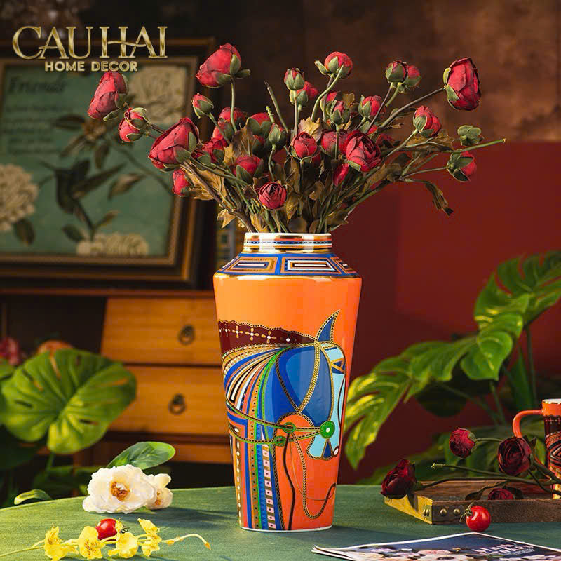 Maison Couture - Bình Hoa Cheval Équestre Azur H33