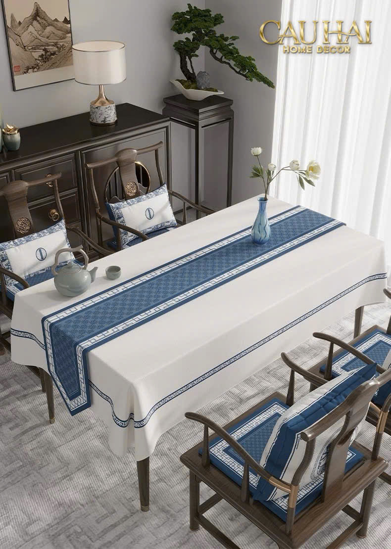 Khăn Trải Bàn -  Bleu Dynastie Table Runner 3M6
