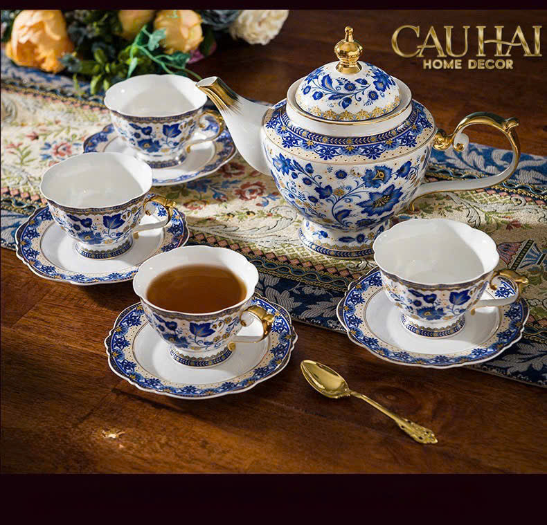 Maison Couture – Bộ Bình Trà Blue Floral Porcelain 10Pcs