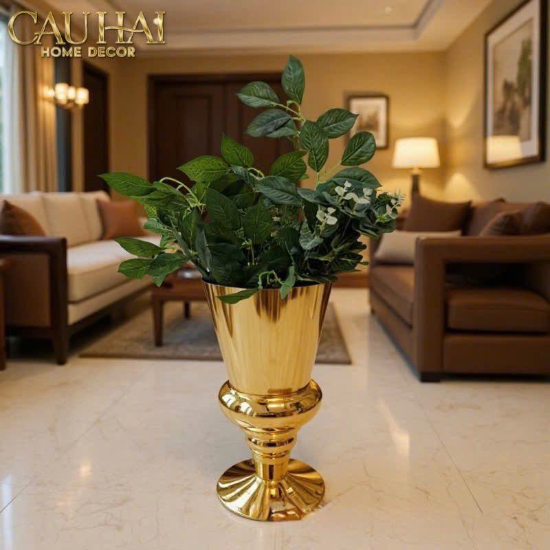 Maison Couture - Bình Hoa Thuỷ Tinh Mạ Vàng Cristallerie Dorée Impériale Goblet Vessel 19x34