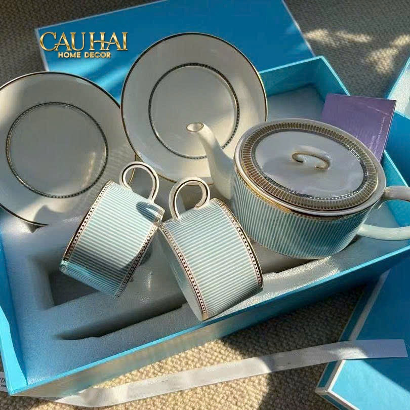 Maison Couture - Gift Set Trà Chiều Rayé Fin Azure Refined Porcelain Tea Set 9pcs