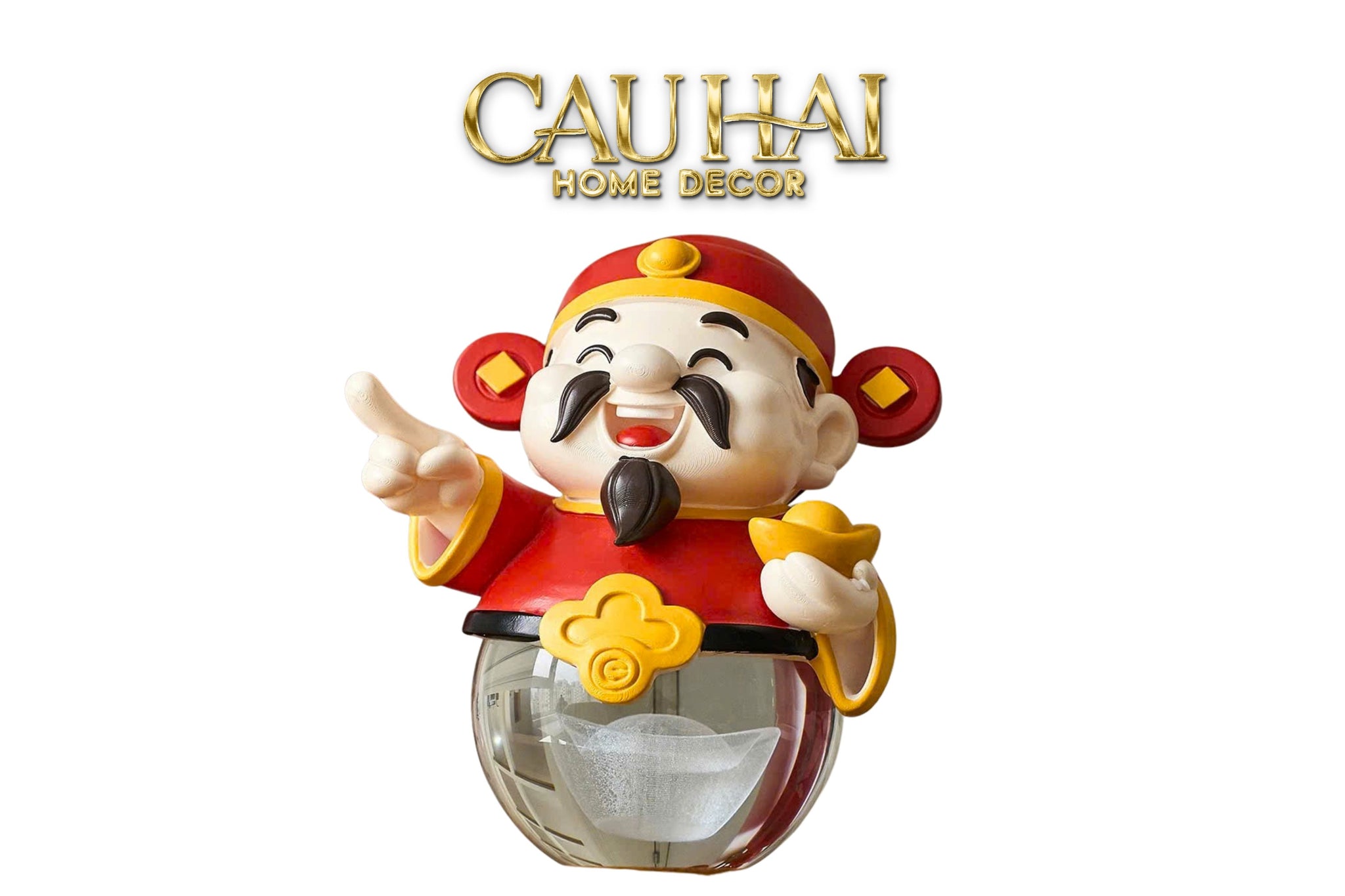 Tết Couture - Tượng Thần Tài Quả Cầu Pha Lê Cristalleries Bonheur · Deity of Fortune