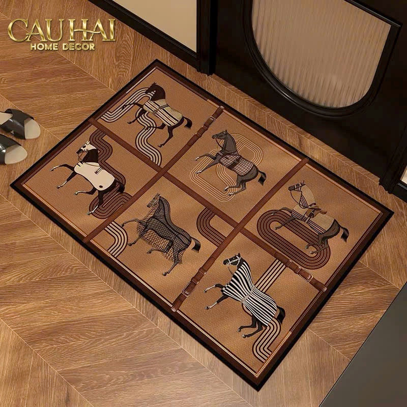 Thảm Cửa Microfiber 60x90 Équestre Héritage Cheval de Voyage