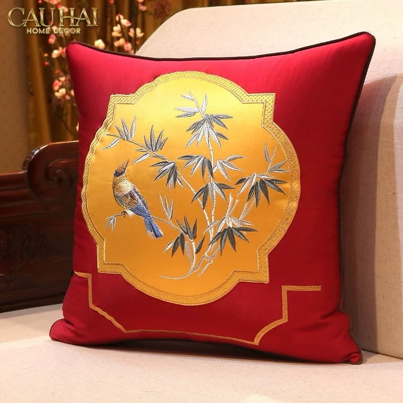 Tết Couture - Vỏ Gối Lụa Thêu Hỷ Trúc Đình 45