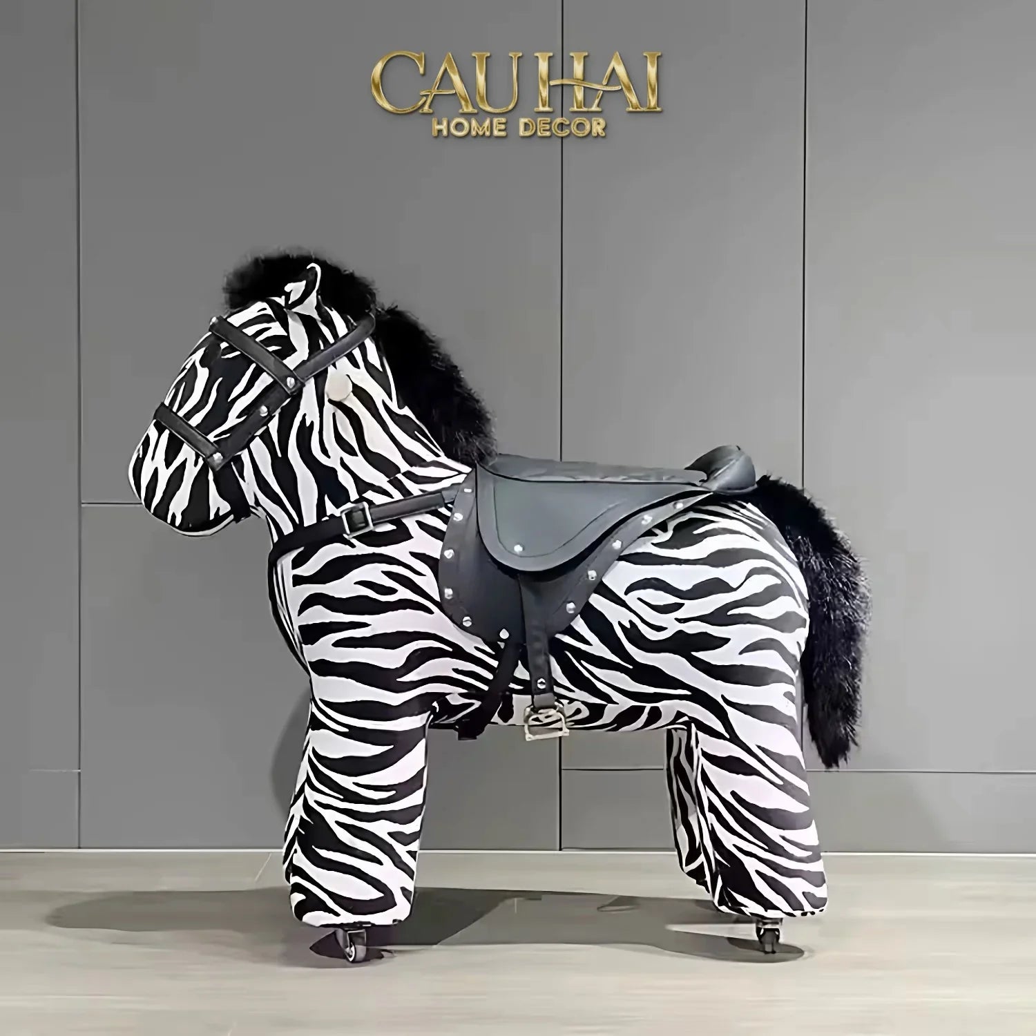 Zèbre Enfant Atélier Couture – Ngựa Vằn Đồ Chơi Nhồi Bông Bọc Nhung Cao Cấp 70x30x70-CẬU HAI HOME DECOR